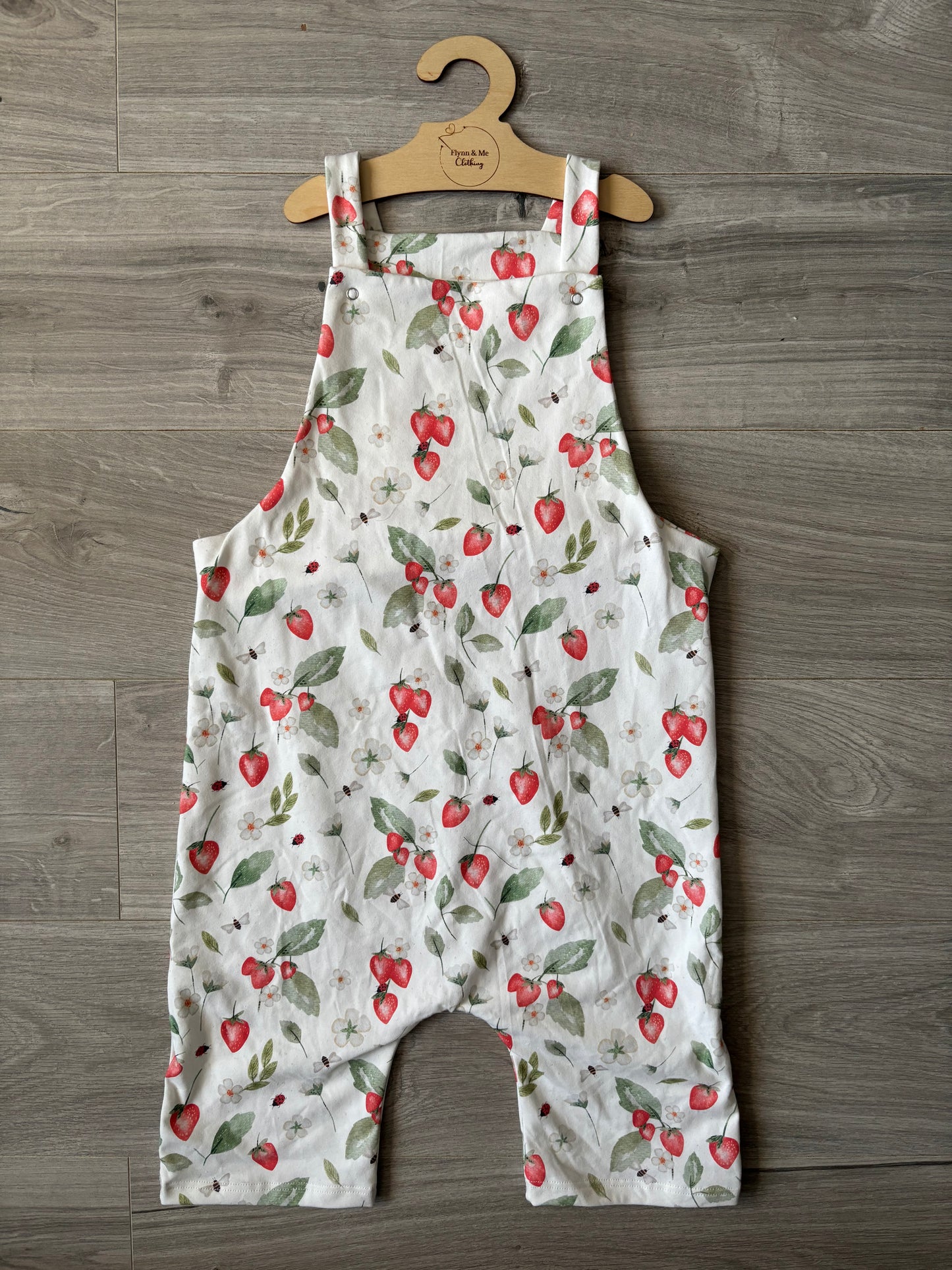 Strawberry Meadow shortie dungarees - ready to post section