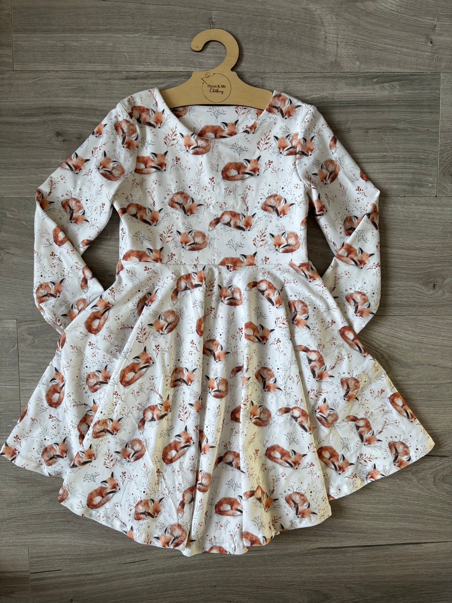 Slumbering Fox Long-Sleeve Dress (with Pockets)
