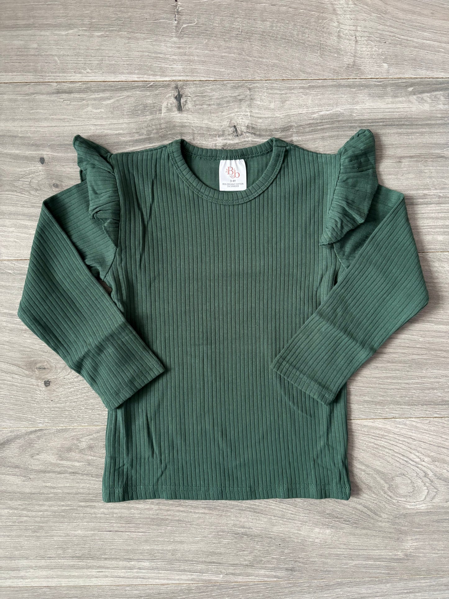 Dark Green Organic Frill Top