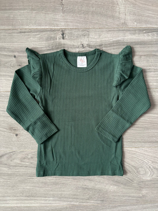 Dark Green Organic Frill Top