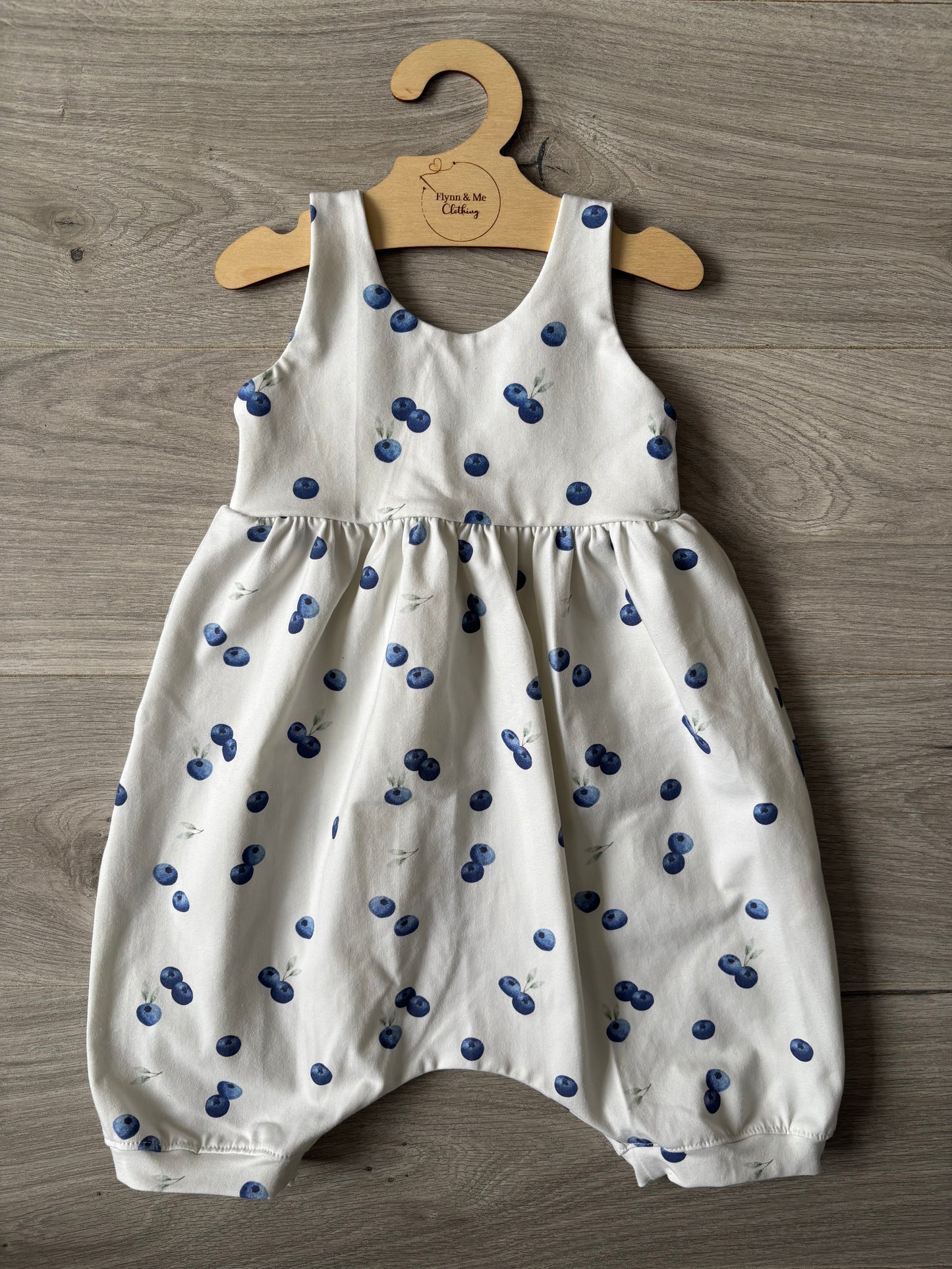 Blueberry Kisses shortie Napa romper - ready to post