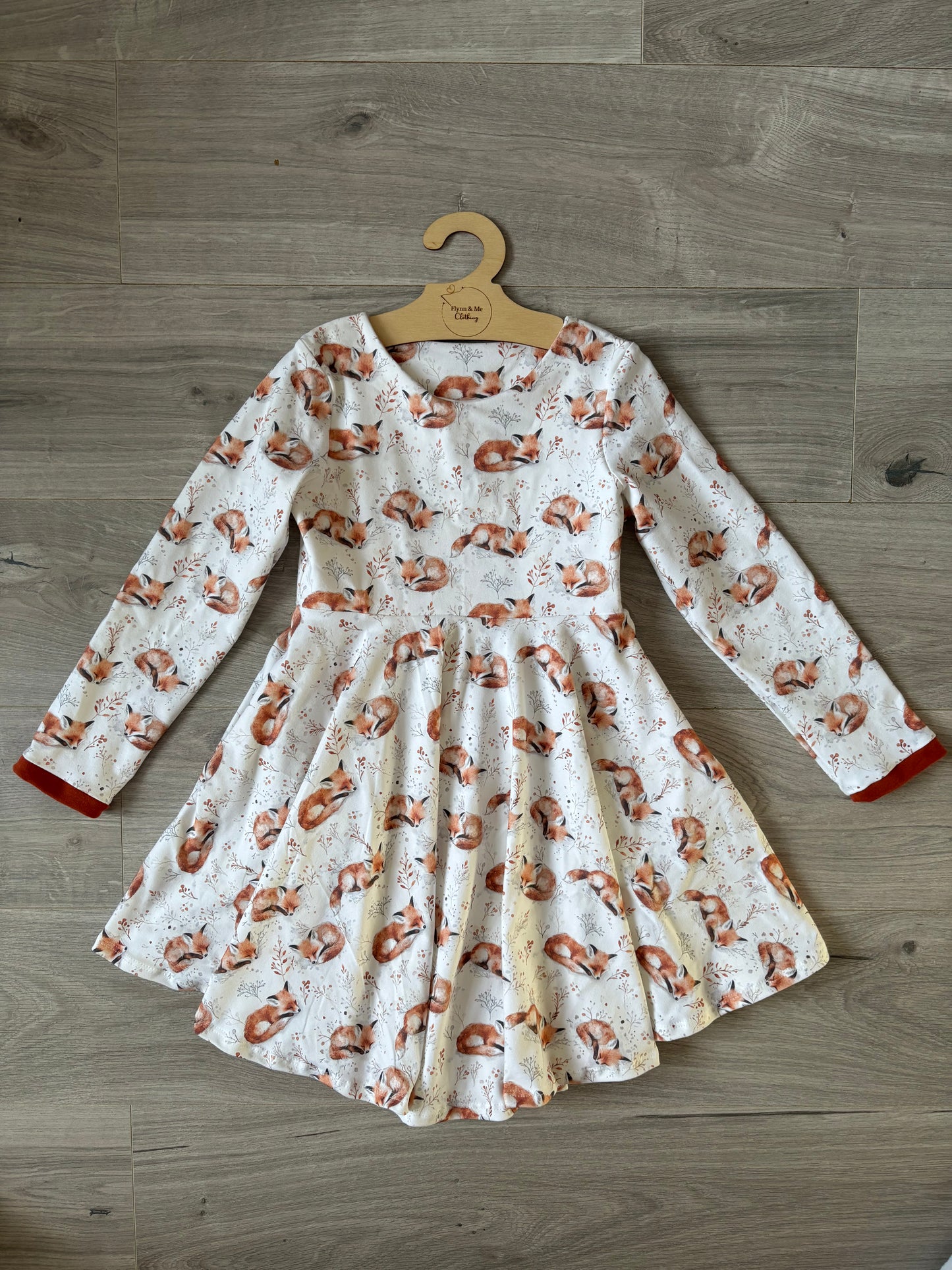 Slumbering Fox Long-Sleeve Dress (with Pockets)