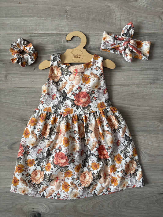 Vintage Bloom Bow Tie Dress - ready to post