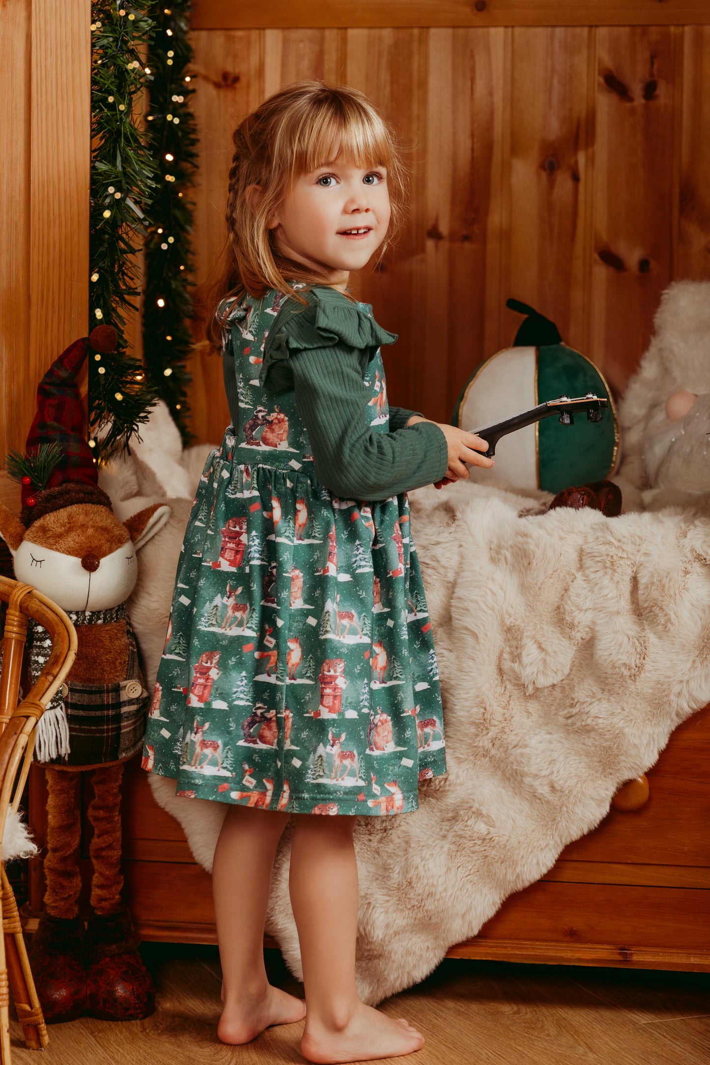 Dark Green Organic Frill Top