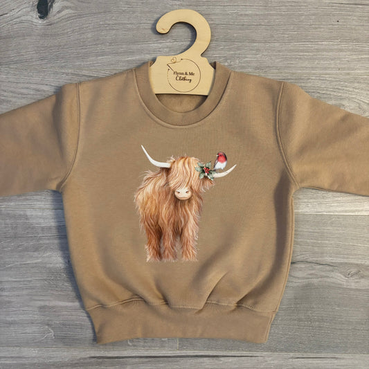 Festive Highland Cow Sweater