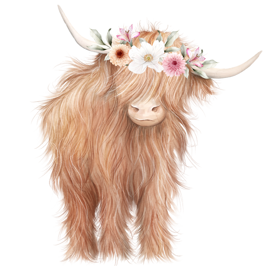Floral Highland Cow Apron