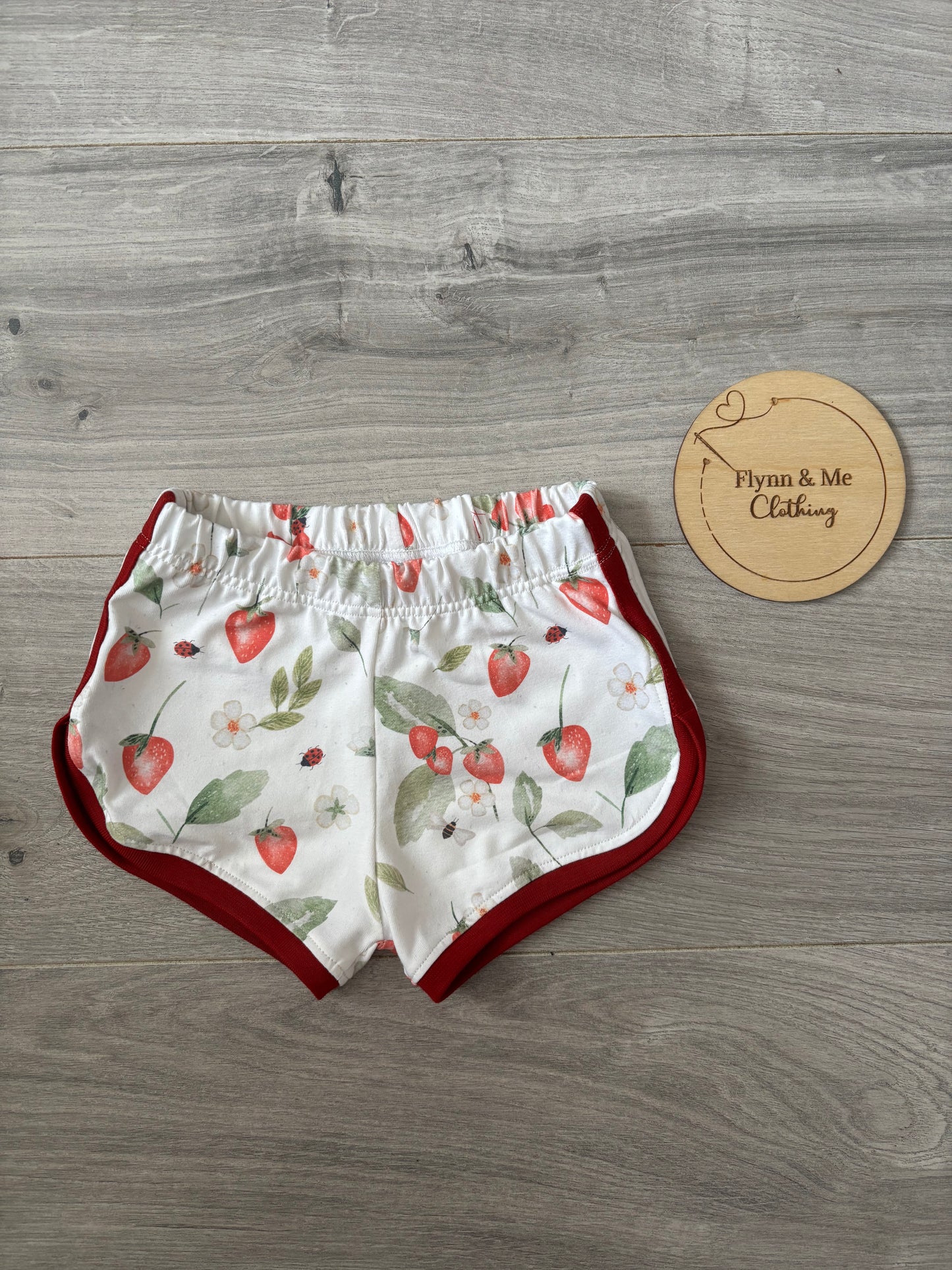 Strawberry Meadow Retro Shorts - ready to post