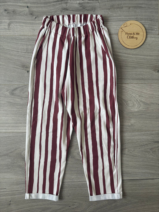 Burgundy Stripes Vintage Pants