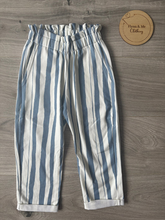 Navy Stripes Paperbag Pocket Pants