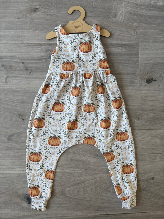 Pumpkin Bloom Bow Back Napa Romper