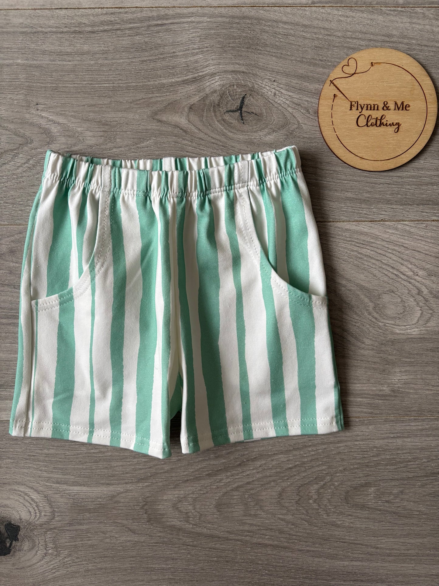 Green Stripes Pocket Shorts