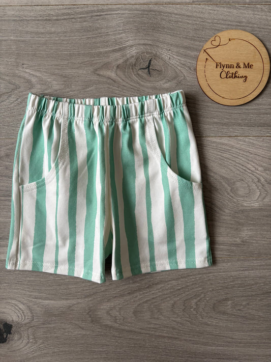 Green Stripe Pocket Shorts - ready to post