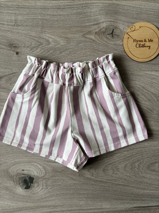Purple Stripes Paperbag Shorts (with pockets)