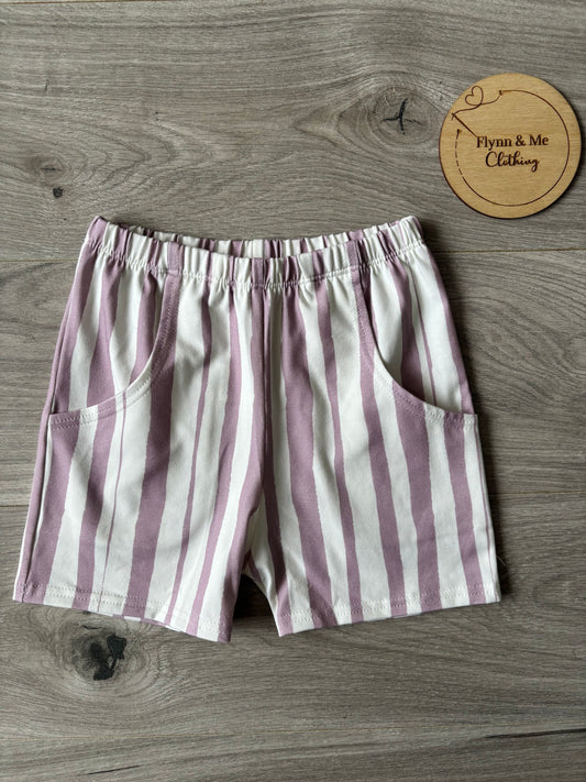 Purple Stripes Pocket Shorts