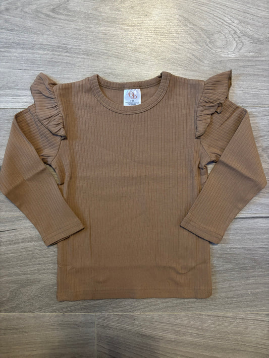 Caramel Organic Frill Top