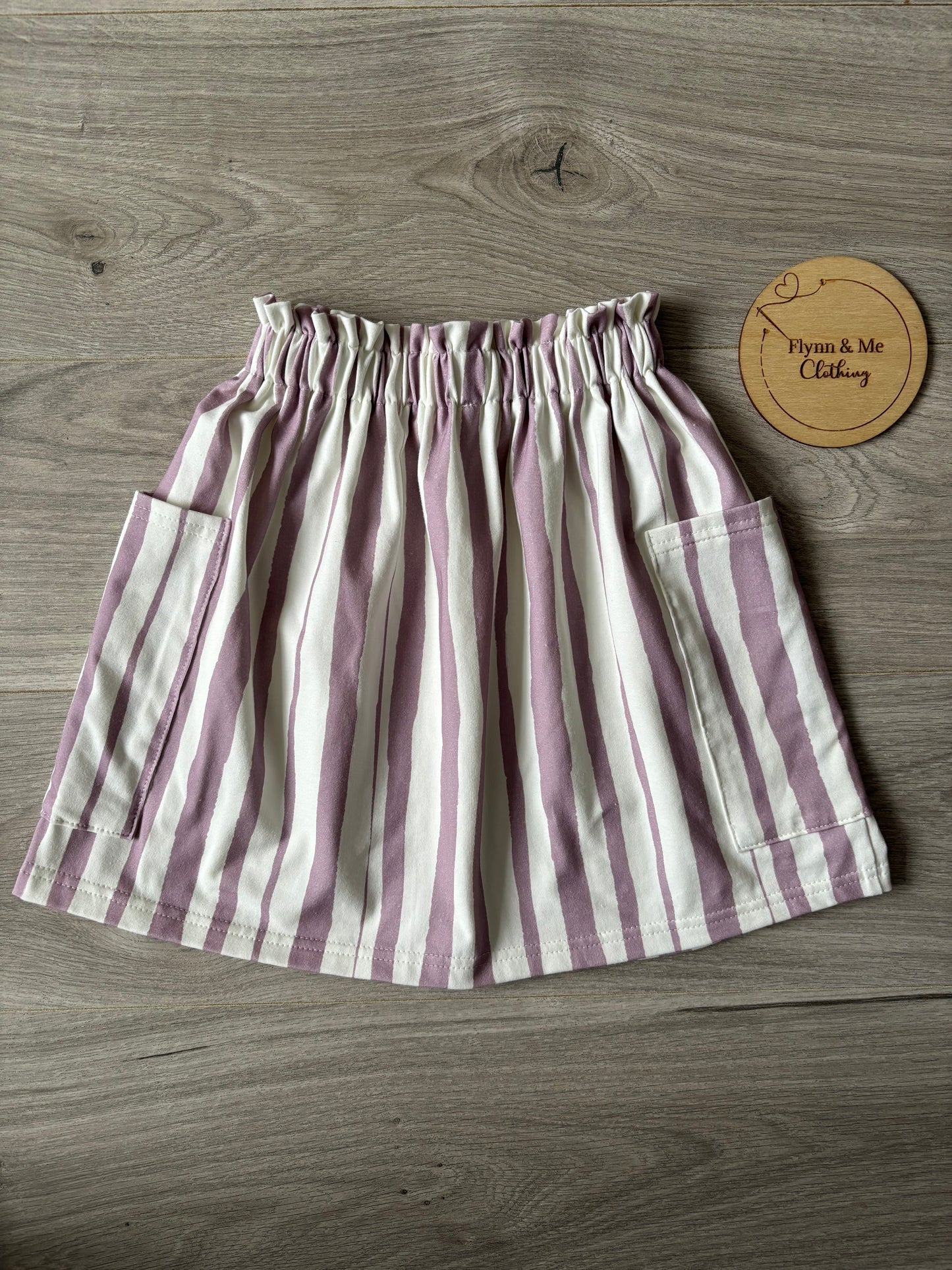 Purple Stripes Pocket Paperbag Skirts