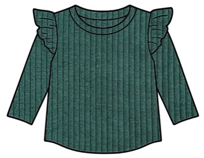 Dark Green Organic Frill Top