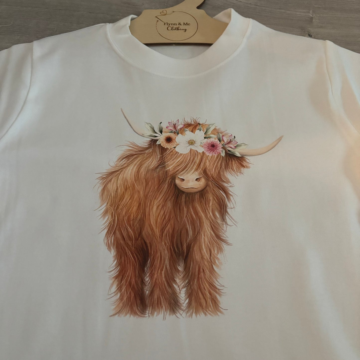 Floral Highland Cow Transfer Top