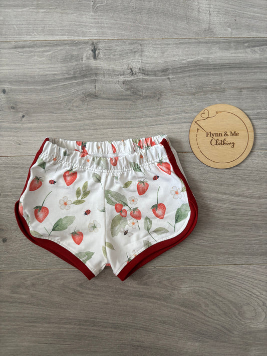 Strawberry Meadow Retro Shorts - ready to post